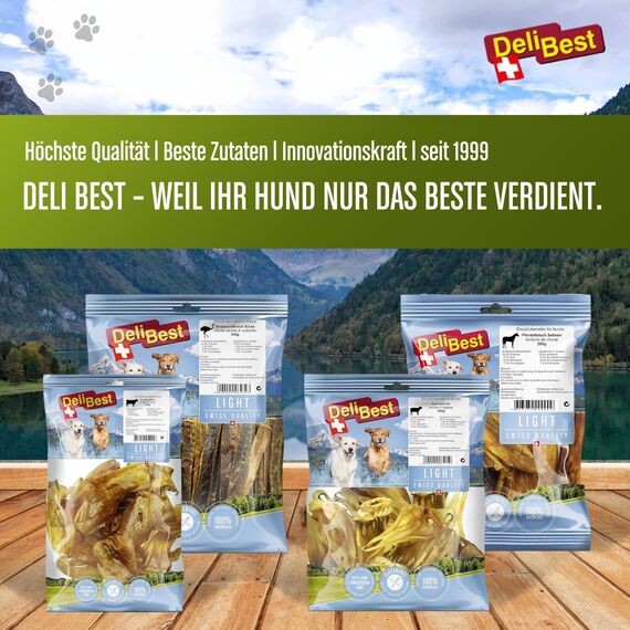 DeliBest Light Pferdesehnen I Dental Sticks I Hundesnacks getreidefrei I natürlicher Hunde Zahnsteinentferner I Kauartikel aus Pferdefleisch für Hunde I Hundezahnpflege Snack 200g