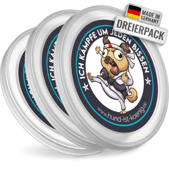 HUND IST KÖNIG Dosendeckel für Tierfutter (3 Stück) - Robuste Deckel für Katzen & Hundefutter Dosen - Tierfutter bleibt lange frisch Dosen schließen Gerüche ein - 800g Dosendeckel