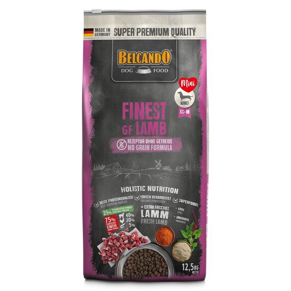 BELCANDO Finest GF Lamb [12,5 kg] getreidefreies Hundefutter | Trockenfutter für kleine & mittlere Hunde | Alleinfuttermittel für Hunde ab 1 Jahr