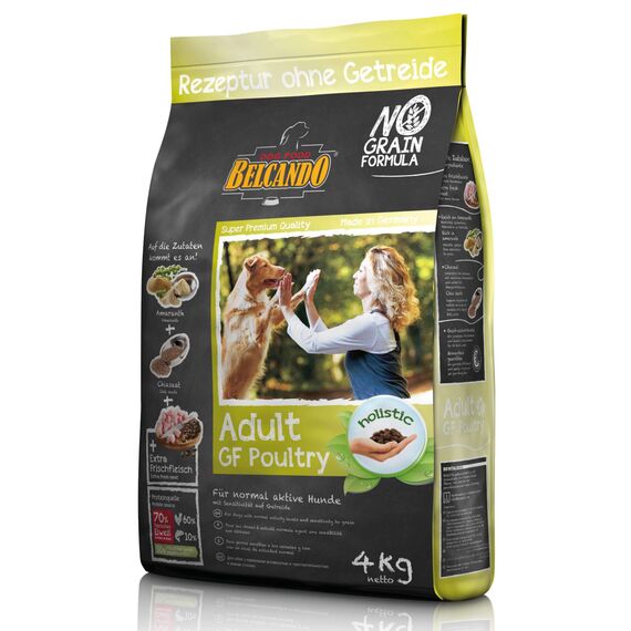 Belcando Adult GF Poultry [4 kg] Hundefutter | Rezeptur ohne Getreide | Alleinfuttermittel für ausgewachsene Hunde ab 1 Jahr