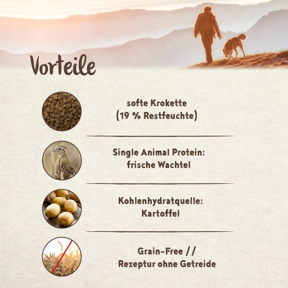 Bosch HPC Soft Mini Wachtel & Kartoffel | halbfeuchtes Hundefutter für ausgewachsene Hunde Kleiner Rassen | Single Protein | Grain-Free | 1 x 1 kg (Packung mit 2)