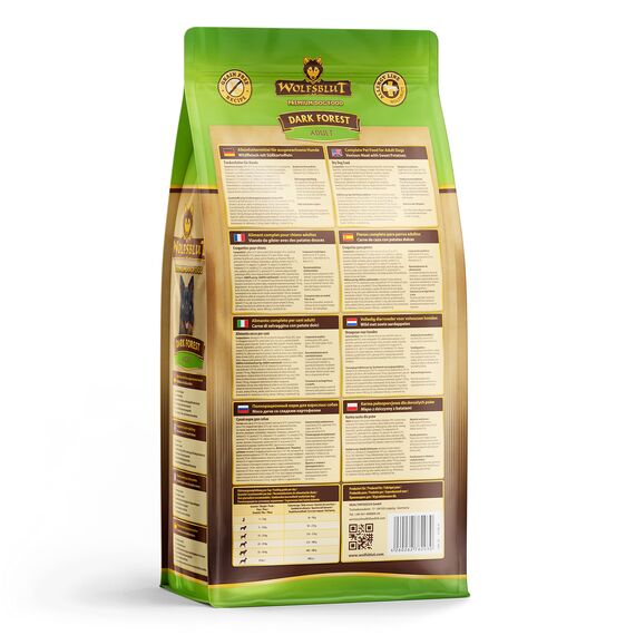 WOLFSBLUT – Dark Forest Adult | Trockenfutter mit natürlichen Zutaten und wertvollen Superfoods für ausgewachsene Hunde. Getreidefreies Alleinfutter ohne Zusatzstoffe im Beutel | 2kg Wild