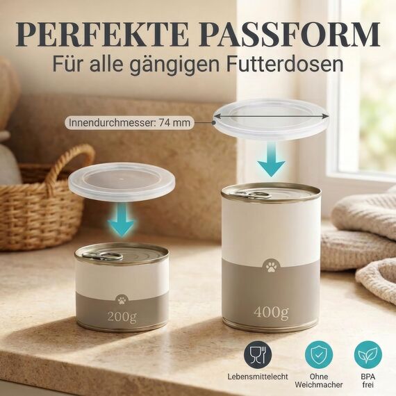 HUND IST KÖNIG Dosendeckel für Tierfutter (3 Stück) - Robuste Deckel für Katzen & Hundefutter Dosen - Tierfutter bleibt lange frisch Dosen schließen Gerüche ein - 400g / 200g Dosendeckel