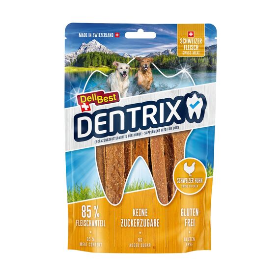 DeliBest Dentrix aus Schweizer Hähnchen I Hunde dental Sticks für Zahnreinigung I kalt geformt - schmackhafter Hunde Snack aus frischem Fleisch I Hundezahnpflege Snack 70g