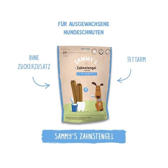 Sammy´s Zahnstengel | Kauriegel Snack für Hunde | Zur aktiven Unterstützung der Zahnpflege |ohne Zuckerzusatz| Natürlich| Fettarm|