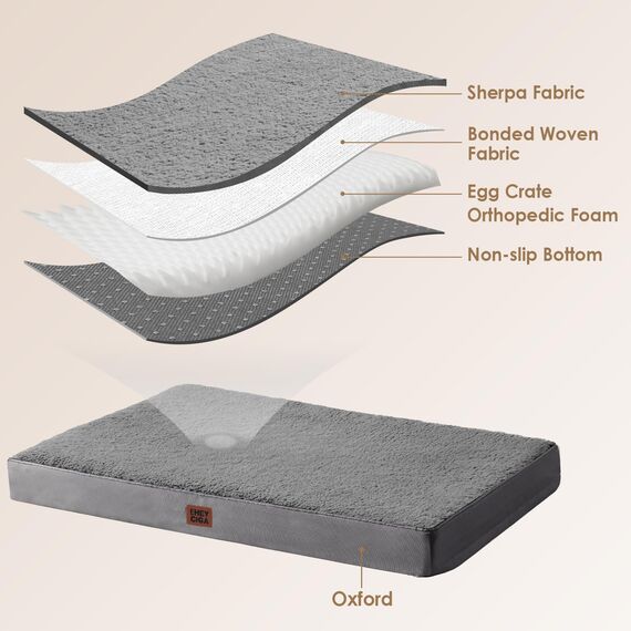 EHEYCIGA Orthopädisches Hundebett Mittelgroße Hunde 89x58x9cm, Hundekissen Waschbar Flauschig,Hundematte Hundematratze für Kiste, Grau