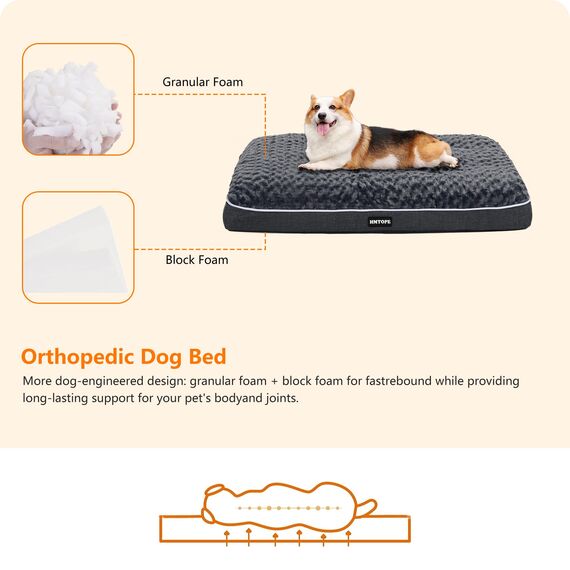HMTOPE Orthopädisches Hundebett, Hundematte im Doppelstock-Design, Waschbar Hundekissen, Abnehmbar Hundekorb, 90 cm für Kleine bis Mittelgroße Hunde, Dunkelgrau