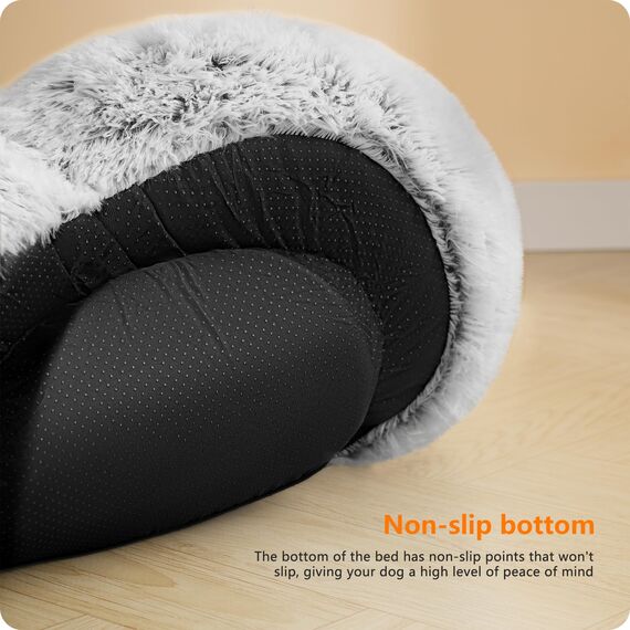 HMTOPE Orthopädisches Hundebett rund Hundekissen Hundesofa Katzenbett Donut Kuscheliges Hundekorb Waschbar, 70 cm Ø, Hellgrau
