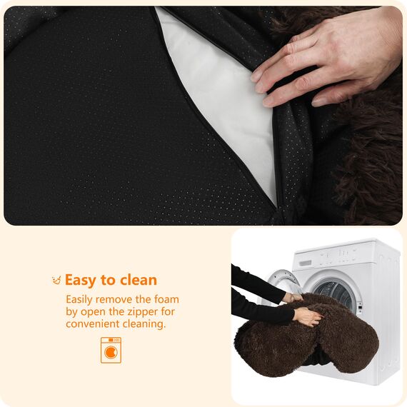 HMTOPE Orthopädisches Hundebett rund Hundekissen Hundesofa Katzenbett Donut Kuscheliges Hundekorb Waschbar, 80 cm Ø, Braun