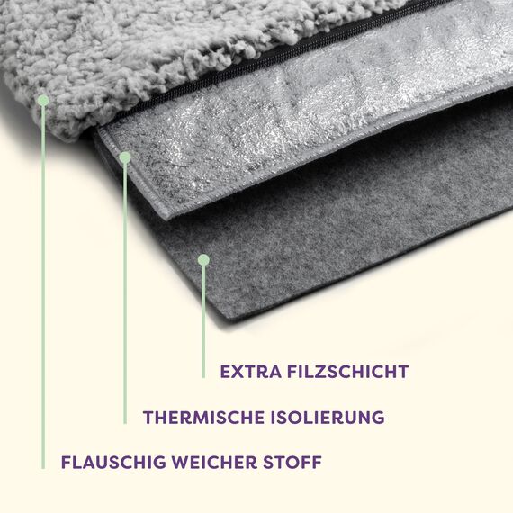 Knupis Selbstheizende Decke für Katzen Grau 60x45cm – Weich & kuschelige Katzendecke – Waschbarer Bezug – Mit Rutschfester Unterseite – Heizdecke für Katzen – Wärmekissen Katze – Grau