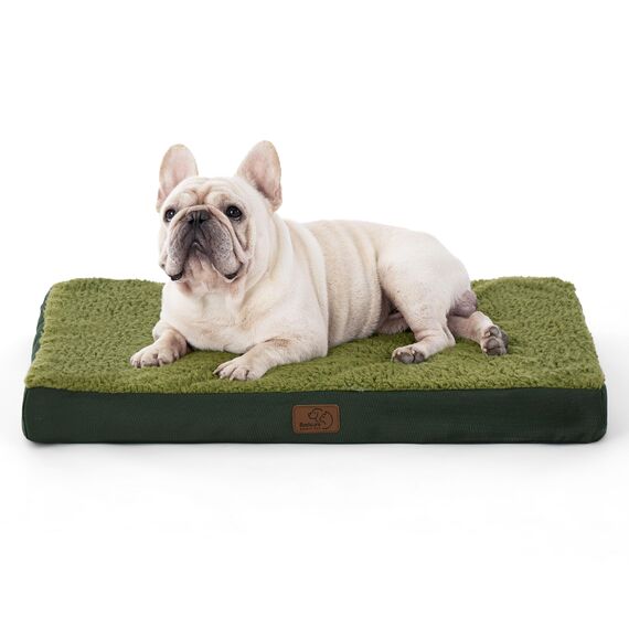 BEDSURE orthopädisches Hundebett kleine Hunde - 76x51x7.6cm Hundekissen flauschig Hundematte waschbar Hundematratze in dunkelgrün für kleine Hunde