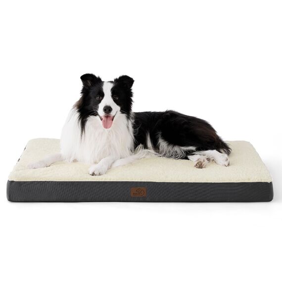 BEDSURE orthopädisches Hundebett Grosse Hunde - 91x69x7.6cm Hundekissen flauschig Hundematte waschbar Hundematratze in grau für große Hunde