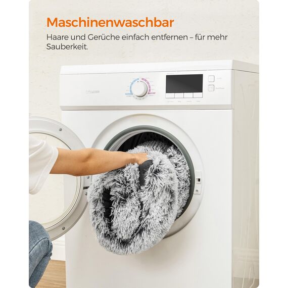Feandrea Hundebett, Hundekissen, Flauschige Hundematte, Langer Plüsch, 80 x 50 cm, weiche Polsterung, maschinenwaschbar, multifunktional, Ombré-Grau PGW201G01