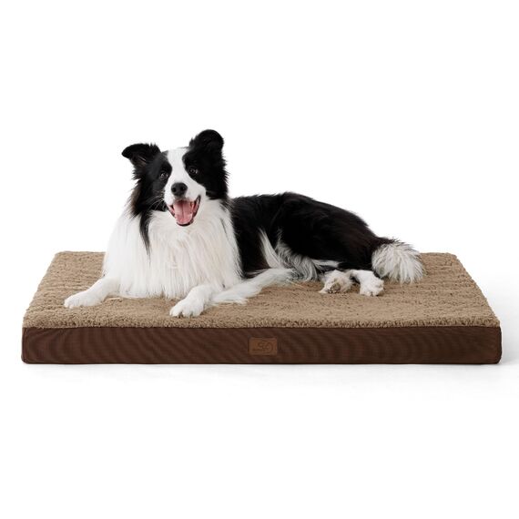 BEDSURE orthopädisches Hundebett Grosse Hunde - 91x69x7.6cm Hundekissen flauschig Hundematte waschbar Hundematratze in braun für große Hunde