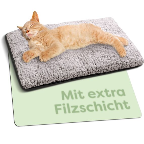 Knupis Selbstheizende Decke für Katzen Grau 60x45cm – Weich & kuschelige Katzendecke – Waschbarer Bezug – Mit Rutschfester Unterseite – Heizdecke für Katzen – Wärmekissen Katze – Grau
