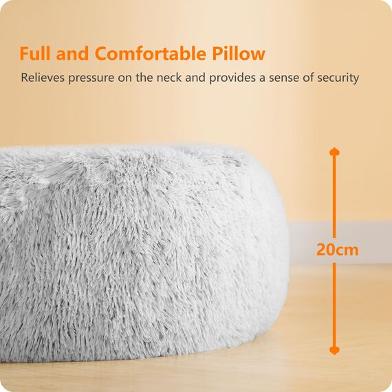 HMTOPE Orthopädisches Hundebett rund Hundekissen Hundesofa Katzenbett Donut Kuscheliges Hundekorb Waschbar, 80 cm Ø, Hellgrau