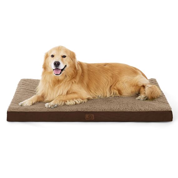 BEDSURE orthopädisches Hundebett Grosse Hunde - 112x81x7.6cm Hundekissen flauschig Hundematte waschbar Hundematratze in braun für große Hunde