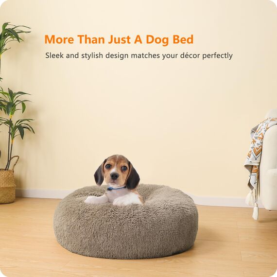 HMTOPE Orthopädisches Hundebett rund Hundekissen Hundesofa Katzenbett Donut Kuscheliges Hundekorb Waschbar, 60 cm Ø, Kamelbraun