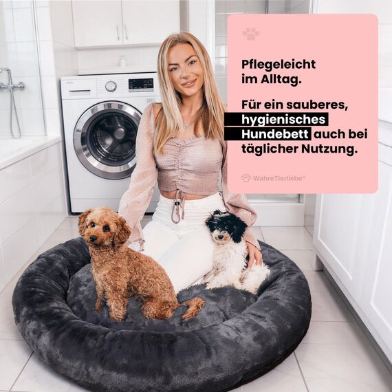Wahre Tierliebe Orthopädisches Hundebett Deluxe für Kleine bis Große Hunde - Made in Germany - Waschbar & Formstabil - Flauschiges Hundekörbchen mit Hohem Rand für Sicherheit & Geborgenheit