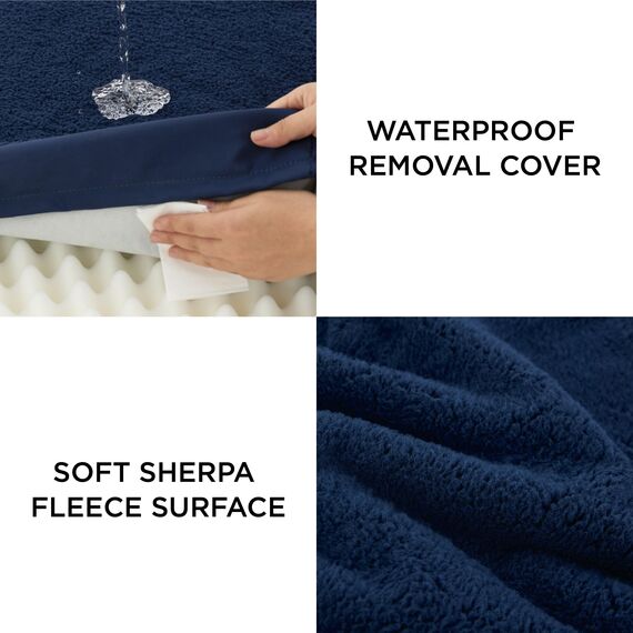 BEDSURE orthopädisches Hundebett Grosse Hunde - 91x69x7.6cm Hundekissen flauschig Hundematte waschbar Hundematratze in Navyblau für große Hunde