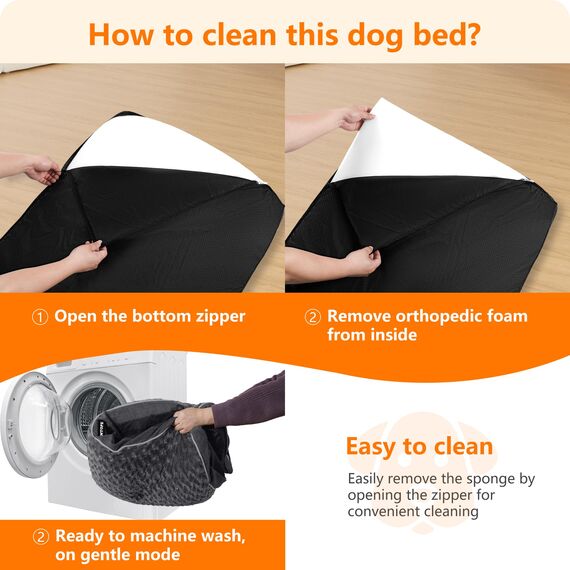 HMTOPE Orthopädisches Hundebett, Hundematte im Doppelstock-Design, Waschbar Hundekissen, Abnehmbar Hundekorb, 90 cm für Kleine bis Mittelgroße Hunde, Dunkelgrau