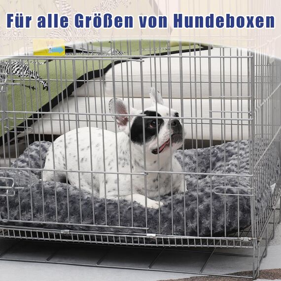 KSIIA Hundebett Grosse Hunde, Waschbar Hundekissen flauschig, Hundematte für große, mittelgroße Hunde, rutschfeste Unterseite, atmungsaktiv, Haustierbett Hundematratze Dunkelgrau 90x60cm
