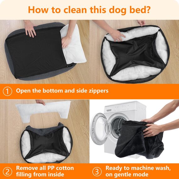HMTOPE Hundebett, Hundesofa, Hundekissen, Hundekörbchen Abnehmbar und waschbar, Dunkelgrau, 90 x 75 x 25 cm