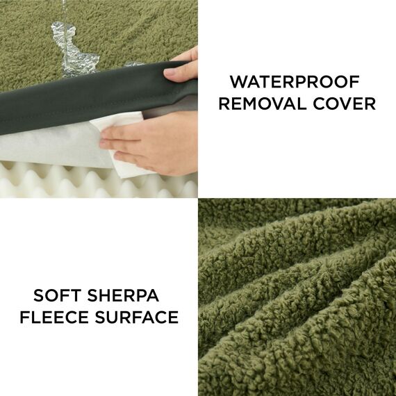 BEDSURE orthopädisches Hundebett Grosse Hunde - 91x69x7.6cm Hundekissen flauschig Hundematte waschbar Hundematratze in dunkelgrün für große Hunde