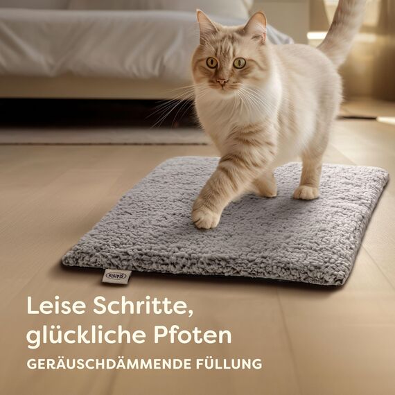 Knupis Selbstheizende Decke für Katzen Grau 60x45cm – Weich & kuschelige Katzendecke – Waschbarer Bezug – Mit Rutschfester Unterseite – Heizdecke für Katzen – Wärmekissen Katze – Grau