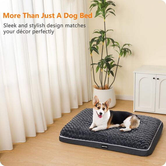 HMTOPE Orthopädisches Hundebett, Hundematte im Doppelstock-Design, Waschbar Hundekissen, Abnehmbar Hundekorb, 90 cm für Kleine bis Mittelgroße Hunde, Dunkelgrau
