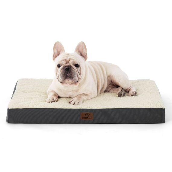 BEDSURE orthopädisches Hundebett kleine Hunde - 76x51x7.6cm Hundekissen flauschig Hundematte waschbar Hundematratze in grau für kleine Hunde