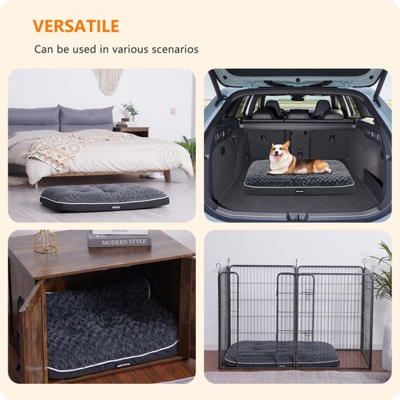 HMTOPE Orthopädisches Hundebett, Hundematte im Doppelstock-Design, Waschbar Hundekissen, Abnehmbar Hundekorb, 90 cm für Kleine bis Mittelgroße Hunde, Dunkelgrau