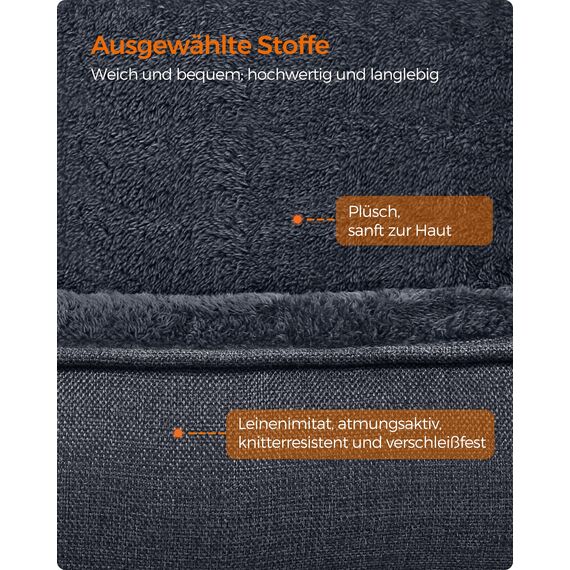 Feandrea Hundebett, Hundekissen in Leinenoptik, Hundekorb, erhöhte Ränder, rutschfeste Unterseite, Bezug abnehmbar waschbar, XXL, für extra große Hunde, 120 x 90 x 30 cm, dunkelgrau PGW013G01