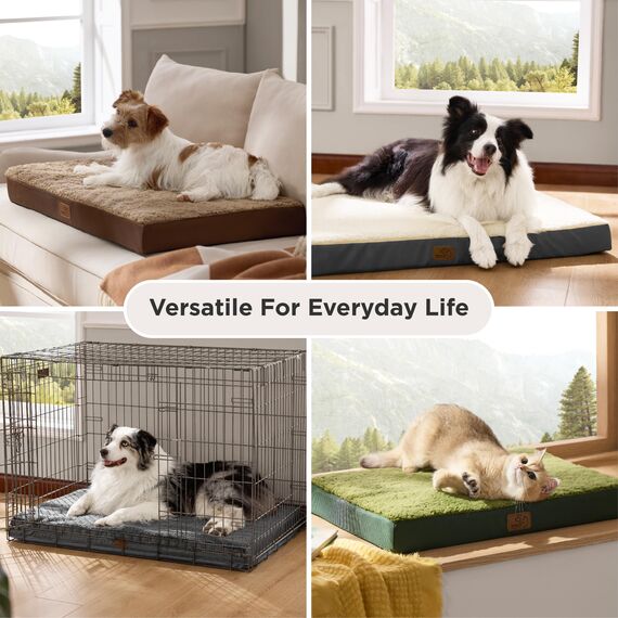 BEDSURE orthopädisches Hundebett Grosse Hunde - 112x81x7.6cm Hundekissen flauschig Hundematte waschbar Hundematratze in braun für große Hunde