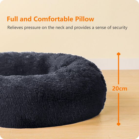 HMTOPE Orthopädisches Hundebett rund Hundekissen Hundesofa Katzenbett Donut Kuscheliges Hundekorb Waschbar, 120 cm Ø, Dunkelgrau