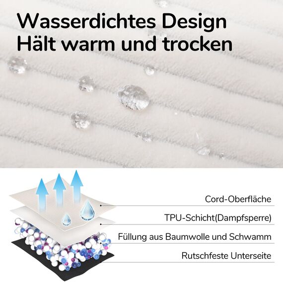 FUKUMARU Katzensofa Bett, Corduroy Gemütliches Katzenbett für drinnen mit abnehmbarem waschbarem Bezug, Stützendes Anti-Rutsch Hundebett Sofa für kleine Hunde, 72 x 52 x 22 cm, Mittel, Creme