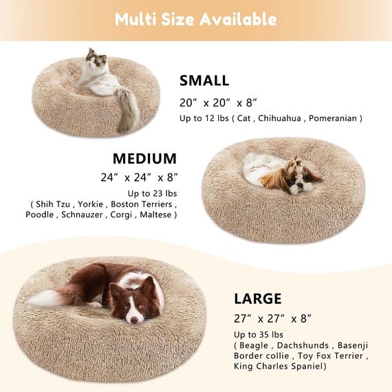 Western Home Hundebett Run, Katzenbett Flauschig, Hundekissen Kleine Hunde,Hundebett Waschbar,Hundekorb,Katzenkorb Zum Schlafen 60 cm,Braun