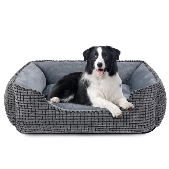 JOEJOY Hundebett Mittelgroße Hunde, Hundekorb Waschbar Flauschig, Plüsch rutschfeste Hundebetten, 76x61x23cm, Hundekörbchen für Mittelgroße und Große Katzen und Hunde
