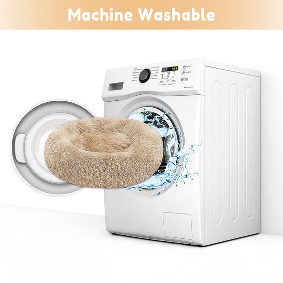 Western Home Hundebett Run, Katzenbett Flauschig, Hundekissen Kleine Hunde,Hundebett Waschbar,Hundekorb,Katzenkorb Zum Schlafen 60 cm,Braun