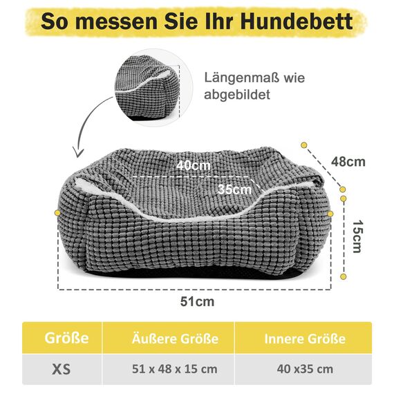 JOEJOY Hundebett Kleine Hunde, Hundekorb mit Herausnehmbar Decke, Hundebetten Cord Flauschiges Waschbar, rutschfest Hundekörbchen, Hundesofa mit Hohem Rand Passt bis zu 9kg Haustiere(51x48x15cm)