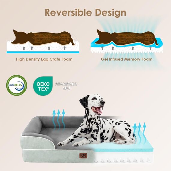 EHEYCIGA Orthopädisches Hundebett Kleine Hunde, 89x56cm, Memory Foam Hundekorb Mittelgroße Hunde, Waschbar Hundesofa Wasserdicht rutschfest, Hundecouch mit Hohem Rand, Gräuliches Grün
