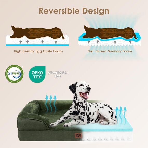 EHEYCIGA Orthopädisches Hundebett Kleine Hunde, 89x56cm, Memory Foam Hundekorb Mittelgroße Hunde, Waschbar Hundesofa Wasserdicht rutschfest, Hundecouch mit Hohem Rand, Dunkel Grün