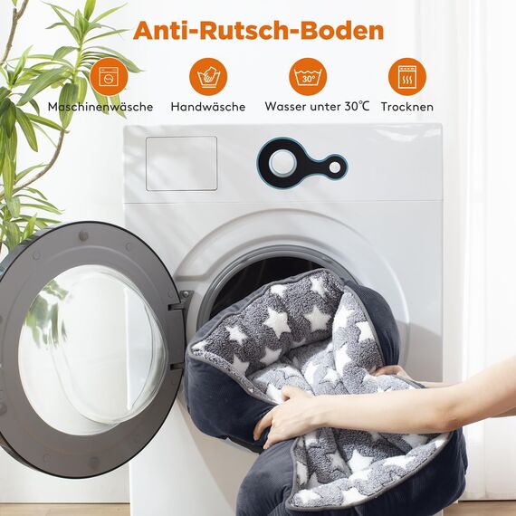 FURTIME Hundebett Grosse Hunde, Hundekorb Waschbar Hundekörbchen rutschfeste Hundebetten, Flauschig Hundematratze mit Erhöhte Ränder Weiches, Hundesofa für Hunde Katze, Schwarz/Sterne, 89x63x23cm