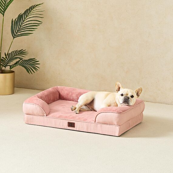EHEYCIGA Orthopädisches Hundebett Kleine Hunde, 76x51cm, Memory Foam Hundekorb Mittelgroße Hunde, Waschbar Hundesofa Wasserdicht rutschfest, Hundecouch mit Hohem Rand, Rosa