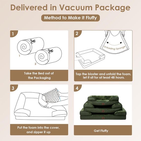 EHEYCIGA Orthopädisches Hundebett Kleine Hunde, 76x51cm, Memory Foam Hundekorb Mittelgroße Hunde, Waschbar Hundesofa Wasserdicht rutschfest, Hundecouch mit Hohem Rand, Dunkel Grün