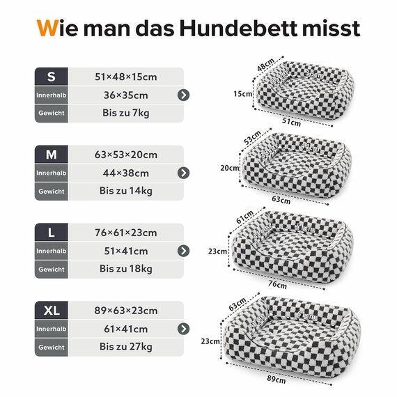 FURTIME Hundebett Grosse Hunde, rutschfest Hundebetten, Waschbares Hundekorb, Anti-Angst Plüsch-Hundekörbchen, Geeignet für große Labrador Retriever, Deutscher Schäferhund, 89×63×23 cm
