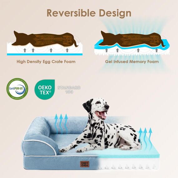 EHEYCIGA Orthopädisches Hundebett Kleine Hunde, 89x56cm, Memory Foam Hundekorb Mittelgroße Hunde, Waschbar Hundesofa Wasserdicht rutschfest, Hundecouch mit Hohem Rand, Hellblau