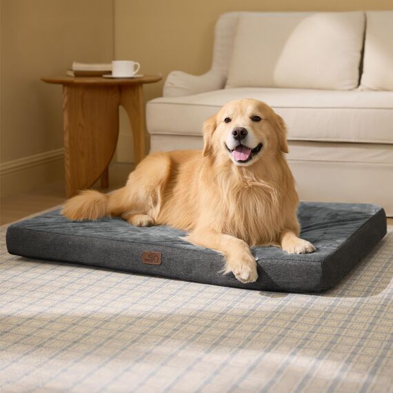 BEDSURE orthopädisches Hundekissen große Hunde - 104x74x9cm waschbares Hundebett mit 2 in 1 Memoryschaum, kuscheliges Hundematte Hundematratze, dunkelgrau