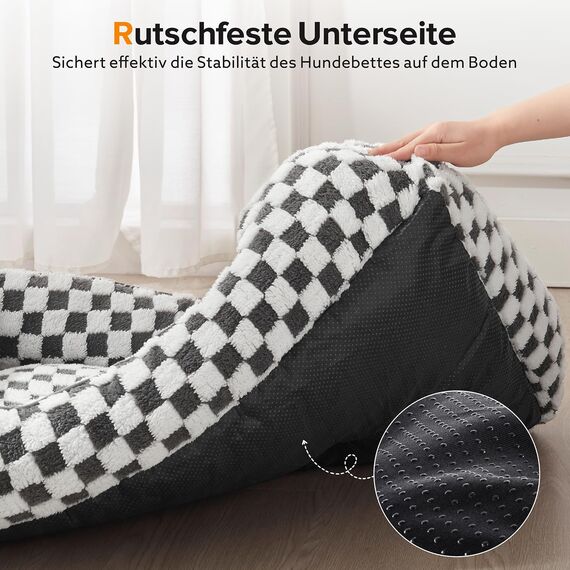 FURTIME Hundebett Grosse Hunde, rutschfest Hundebetten, Waschbares Hundekorb, Anti-Angst Plüsch-Hundekörbchen, Geeignet für große Labrador Retriever, Deutscher Schäferhund, 89×63×23 cm