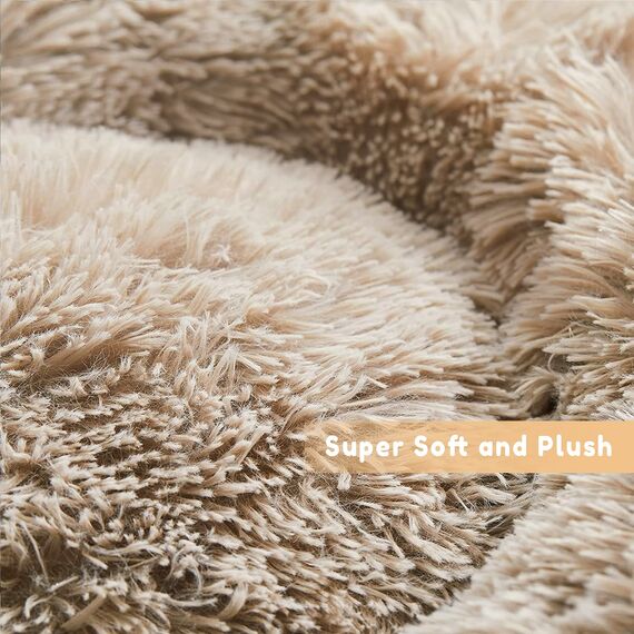 Western Home Hundebett Run, Katzenbett Flauschig, Hundekissen Kleine Hunde,Hundebett Waschbar,Hundekorb,Katzenkorb Zum Schlafen 60 cm,Braun